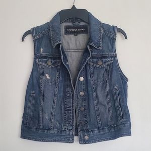 Express Distressed Denim Vest